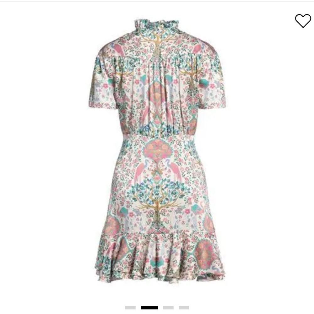NEW Sandro Asymmetrical Satin Twill Pink/Cream Paisley Floral Mini Dress Sz 2 - Picture 7 of 7